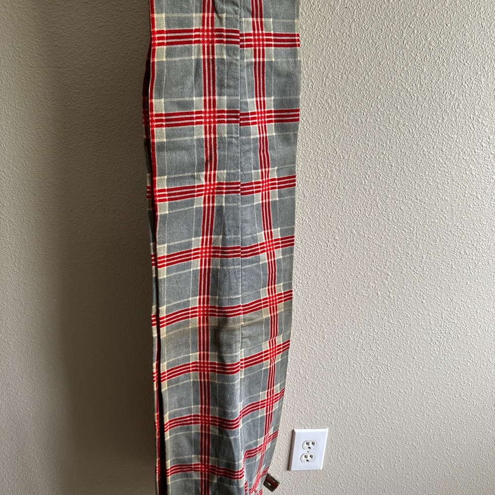Men's Gray and Red Plaid Dress Pants